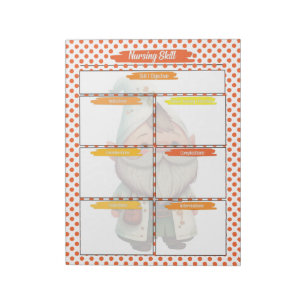 Orange Dr. Gnome Nursing Student Skills Template Notepad