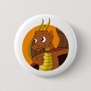 Orange dragon cartoon 2 inch round button