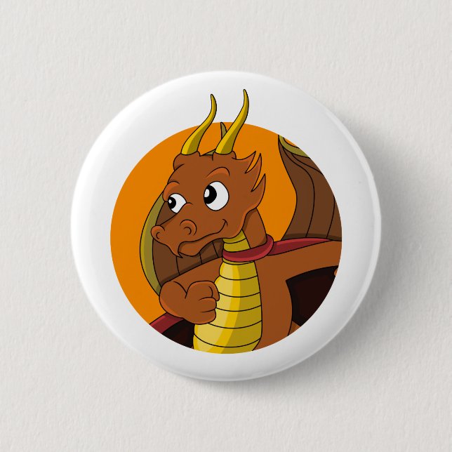 Orange dragon cartoon 2 inch round button (Front)