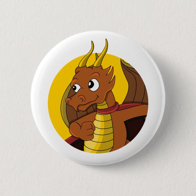 Orange dragon cartoon 2 inch round button (Front)
