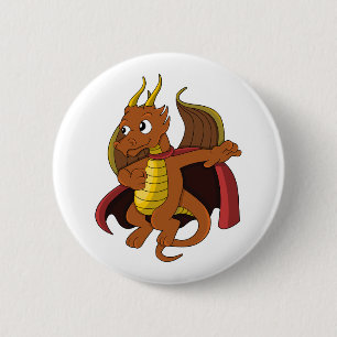 orange Dragon Cartoon Button
