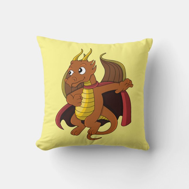 Orange dragon cartoon throw pillow (Front)