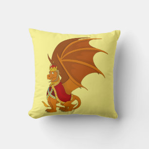 Orange dragon cartoon throw pillow