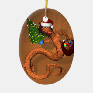 Orange Dragon Ceramic Ornament