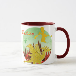 Orange Dragon Mug customizable Name Sebastian