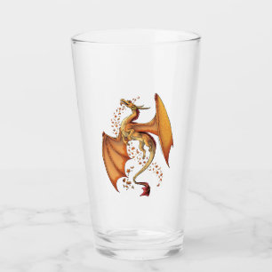 Orange Dragon of Autumn Nature Fantasy Art Glass