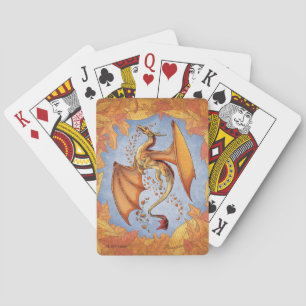 Orange Dragon of Autumn Nature Fantasy Art Playing Cards