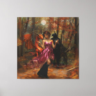 Orange Dragon Raven Occult Dark Witchy AI Art Canvas Print