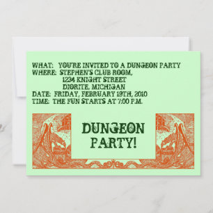 ORANGE DRAGONS IN THE DUNGEONS ~ PARTY INVITATION! INVITATION