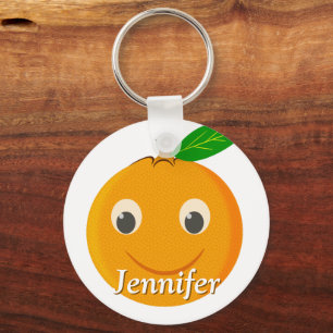 Orange Drawing Custom Name Keychain