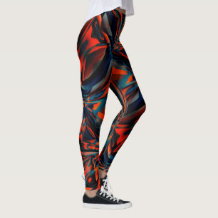 Orange drawing of squares aligned on twisted base leggings