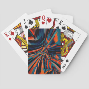 Orange drawing of squares aligned on twisted base  playing cards