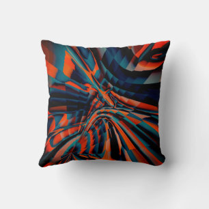 Orange drawing of squares aligned on twisted base throw pillow