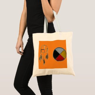 Orange Dream Catcher Medicine Wheel Budget Tote