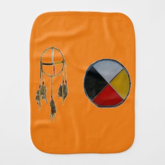 Orange Dream Catcher Medicine Wheel Burp Cloth
