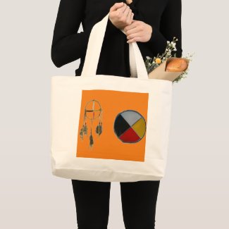 Orange Dream Catcher Medicine Wheel Jumbo Tote