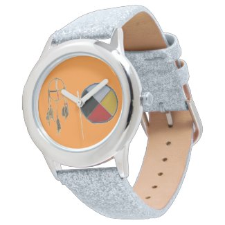 Orange Dream Catcher Medicine Wheel Kids Watch