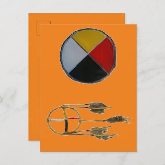 Orange Dream Catcher Medicine Wheel Postcard