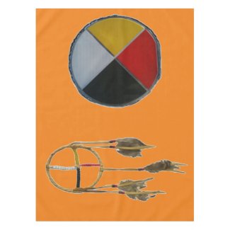 Orange Dream Catcher Medicine Wheel Tablecloth