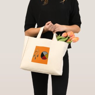 Orange Dream Catcher Medicine Wheel Tiny Tote