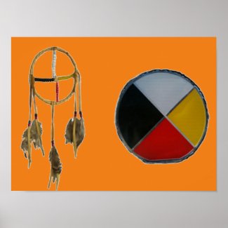 Orange Dream Catcher Medicine Wheel Value Poster