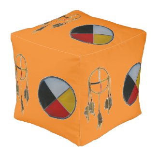 Orange Dream Medicine Large Cube Pouf