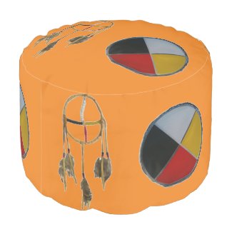 Orange Dream Medicine Round Pouf