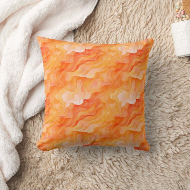 Orange Dream Waves  Throw Pillow (Blanket)