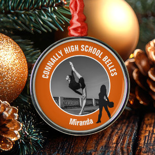 Orange Drill Team Photo Dancer Christmas Metal Ornament