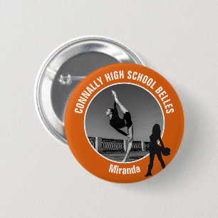 Orange Drill Team Photo High School Dancer 2 Inch Round Button