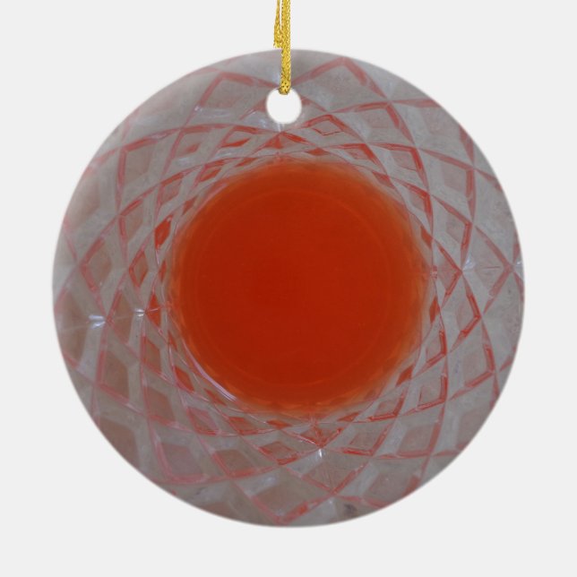 Orange drink inside a crystal glass ceramic ornament (Back)