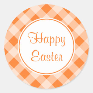 Orange Easter Gingham Stickers