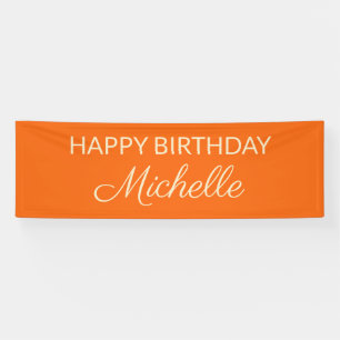 Orange Editable Colour Happy Birthday Name Banner
