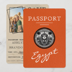 Orange Egypt Passport Wedding Save the Date