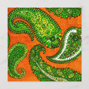 Orange électrique et Faire-part de mariage Paisley