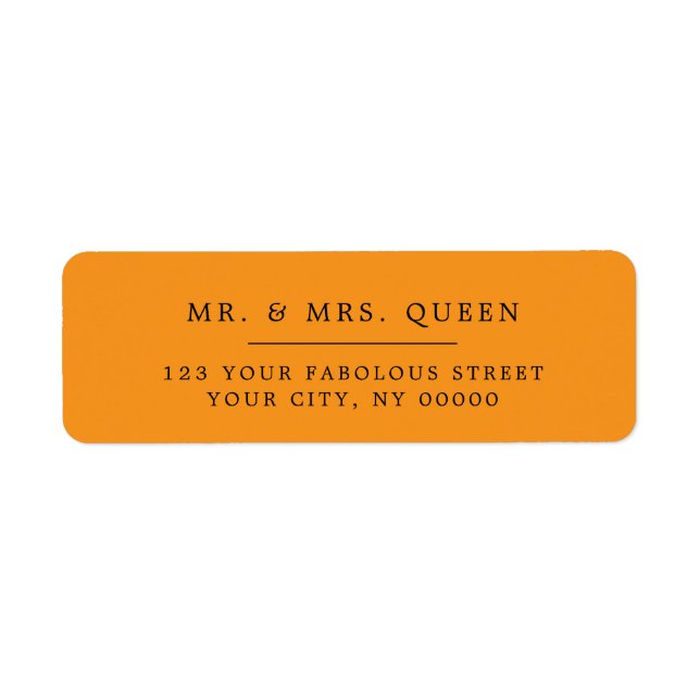 Orange Elegant Classic Simple Return Address (Front)