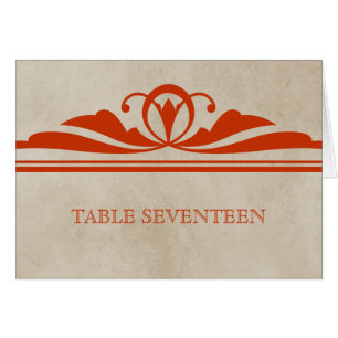 Orange Elegant Deco Table Number Card