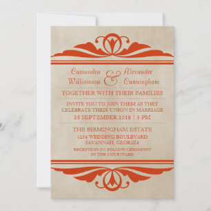 Orange Elegant Deco Wedding Invite