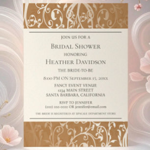 Orange Elegant Flourish Bridal Shower Invite