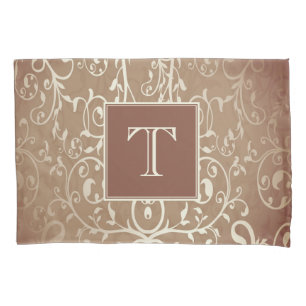 Orange Elegant Flourish Monogram Pillowcase