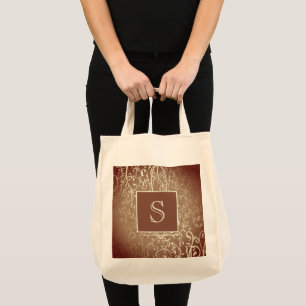 Orange Elegant Flourish Monogram Tote Bag
