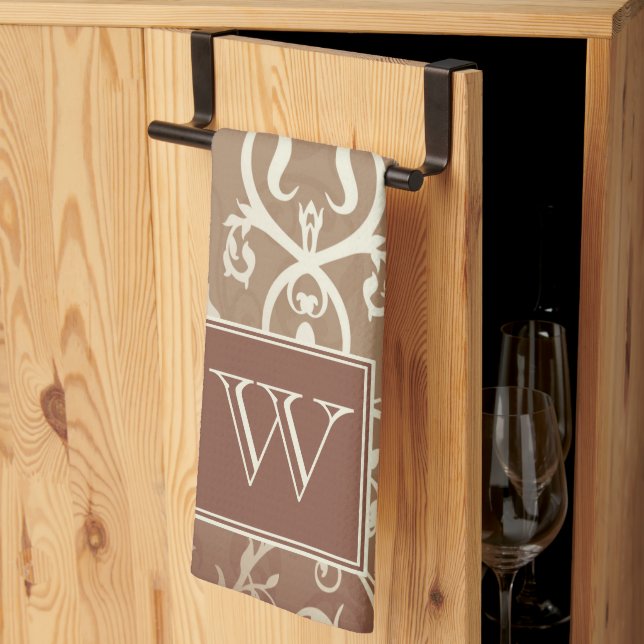 Orange Elegant Flourish Monogram Towel (Thirds Fold)