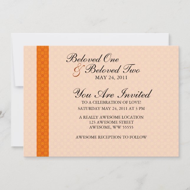 Orange Elegant Pattern Invitation (Front)