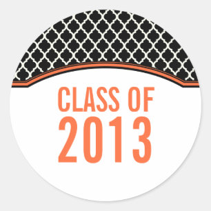 Orange Elegant Quatrefoil Graduation Stickers