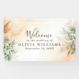 Orange Elegant romantic eucalyptus leaves rustic Banner