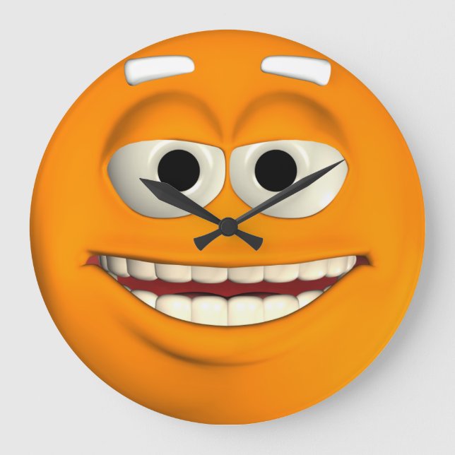 Orange Emoticon Large Clock (Front)