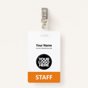 Orange Employee Name Business Logo Staff Tag Badge