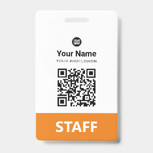 Orange Employee Qr Code, Bar Code, Logo, Name Badge