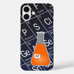 Orange Erlenmeyer Flask (with Initials) Chemistry iPhone 16 Plus Case