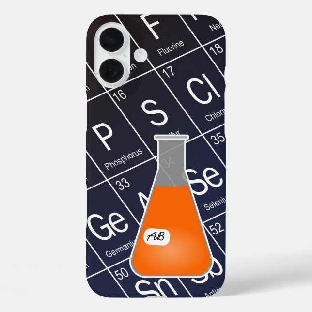 Orange Erlenmeyer Flask (with Initials) Chemistry Case-Mate iPhone Case (Back)